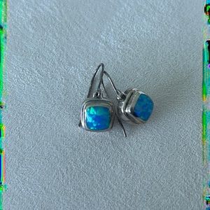 Silver and Opal Drop Earrings